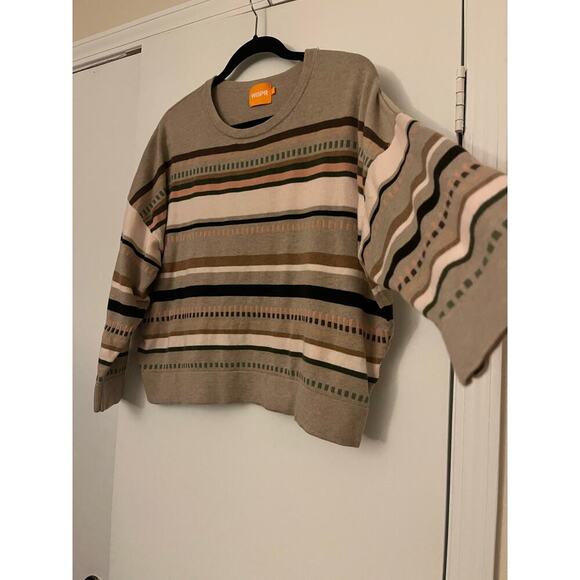 WISPR Brodie Cashmere Tan Striped Sweater Sz L - Picture 2 of 5